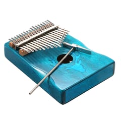 17 Keys Kalimba Elk Thumb Piano with Hammer Portable Musical (Blue)