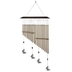 18-bar Wind Chimes Aluminum Tube Chime with Butterfly for (Gold)