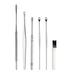 6Pcs Ear Wax Removal Kit Ear Wax Remover Pickers Stainless Silver