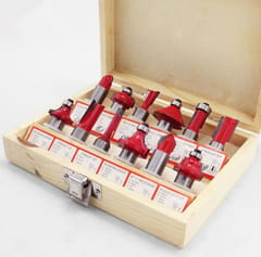 Woodworking Milling Cutter Set Trimming Machine Head Electric Wood Milling Engraving Machine Cutter, Style:Red 1/2 Handle 12PCS