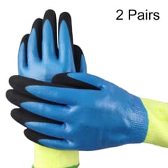 2 Pairs HEEP Ding Qing + Frosted anti-cut 2 Times Dipping Anti-cutting Waterproof Oil Resistant Non-slip Gloves