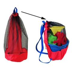 Children Beach Toys Storage Bag Play Sand Tools Storage Net Bag Backpack (Black Net Red Bottom)