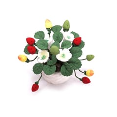 1:12 Mini House Toy Simulation Strawberry Fruit Potted Clay Flower (Potted Strawberry)