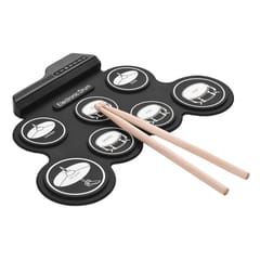 Portable Silicone Hand Roll USB Electronic Drum, Black Icon Version