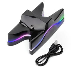 Special UFO Shape 2 x USB Charging Dock Station Stand / Controller Charging Stand for PS4 Playstation 4 with Multi Colors LED (Black)