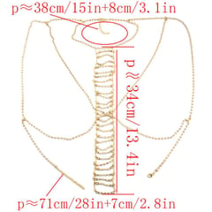 Pretty Crystal Rhinestone Bra Body Chain Harness Crossover Necklace