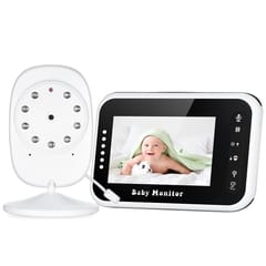 3.5 Inches Baby Monitor Support 2 Cameras Zoom in Function (White) US Plug