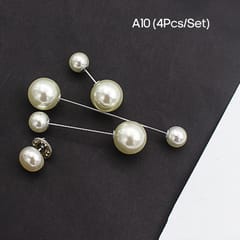 4Pcs/Set Faux Pearl Brooches for Women Girls Clothing