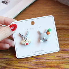 S925 silver needle super cute Mickey earrings bear