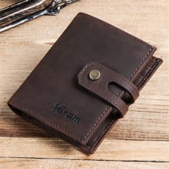 H-iram H1013 Multi-function Retro Crazy Horse Leather Zipper Coin Purse Card Bag Wallet (Coffee)