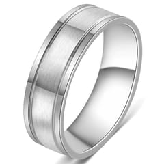 Men Fashion Personality High-end Couple Rings Classic Titanium Steel Silver Wedding Rings