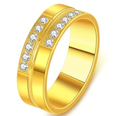 Men Fashion Double Rows Diamond Gold Couple Rings High-end Titanium Steel Rings