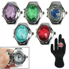 Mini Finger Ring Design Quartz Watch with Jewel Cover &Stretchy Band