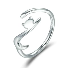 Naughty Cat Sterling Silver Ring Fashion Open Ring