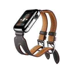Kakapi for Apple Watch 42mm Fashionable Classical Double-buckle Cowhide Top Genuine Leather Watchband