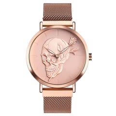 SKMEI 9173 Fashion Trend Skull Head Surface Business Strong Magnetic Buckle Stainless Steel Belt Men Quartz Watch