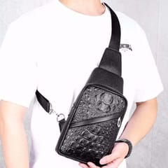 Crocodile Texture PU Leather Single Shoulder Bag Men Chest Bag Handbag