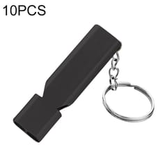 10 PCS MNL-006 Aluminum Alloy Double Tube High Frequency Whistle Children Outdoor Survival Whistle with Key Ring