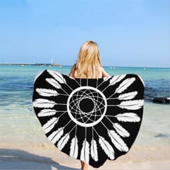 Round Beach Towel Sun Protection Shawl Quick-drying Beach Mat with Tassels, Size: 150 x 150cm