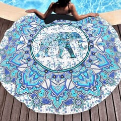 Printed Elephant Pattern Round Summer Bath Towel Sand Beach Towel Shawl Scarf, Size: 150 x 150cm