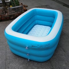 Household Children 1.5m Three Layers Blue and White Rectangular Printing Inflatable Swimming Pool, Size: 150*110*50cm