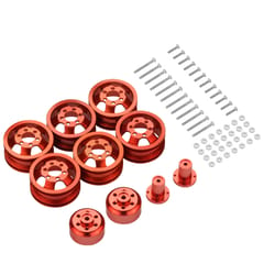 Metal Double Wheel Hub 4WD Replacement for WPL C14 C24 B14 (Red)