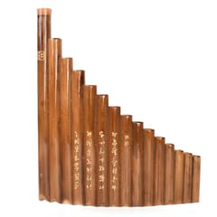 Muspor 15 Pipes G Key Pan Flute Set Folk Instrument Natural (Bamboo)