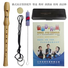 QI MEI 8 Holes Soprano Recorder Germanic Style Wooden (Wood Color)