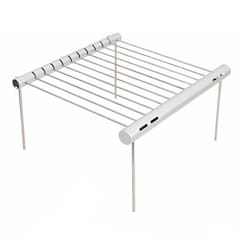 Stainless Steel Barbecue Stand Rack Portable BBQ Grill for (Silver)