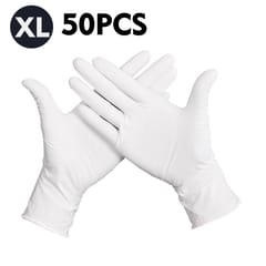 50 Pcs/Disposable Gloves Thick Powder-Free Rubber Latex (White)