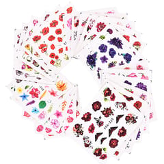 24 Sheets Flowers Nail Stickers Blooming Flower Nail Decals (Multicolor)
