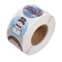 500PCS/Roll Christmas Ornament Roll Sticker Round Christmas (Multicolor)
