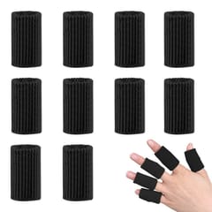 10pcs Finger Sleeves Brace Finger Support Breathable Elastic (Black)