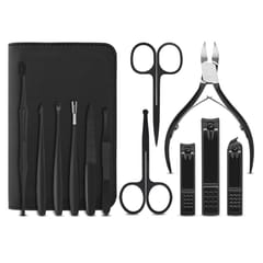 12 In 1 Pedicure Tool Kit with PU Storage Bag Stainless (Black)