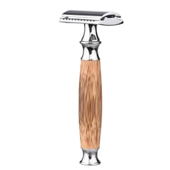 1PC Double Edge Safety Razor with Long Natural Wooden Handle (Khaki)