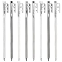 Heavy Duty Steel Tent Stakes Pegs with Hook and Hole Design