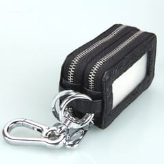 9075 Universal Crocodile Texture Genuine Leather Double Zipper Car Key Case