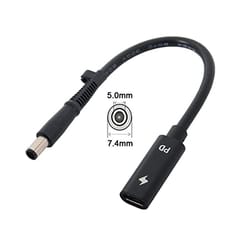 Type C USB-C Female Input to DC/Rectangle Power PD Charge Cable fit for Laptop 18-20V (7.45.0mm for HP)
