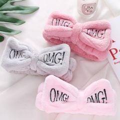Women New Letter "OMG" Coral Fleece Soft Bow Headbands Cute Hair Holder Headwear Hair Accessories(Dark Pink)
