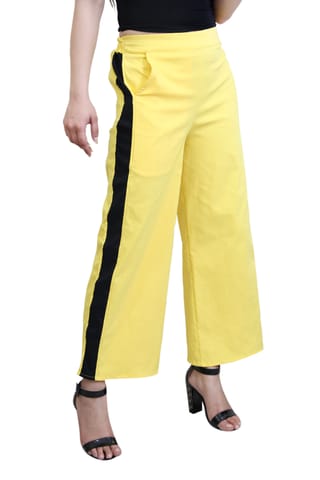 Solid Yellow Wide Hem Pants