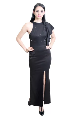 Black Pearl Studded Maxi Dress