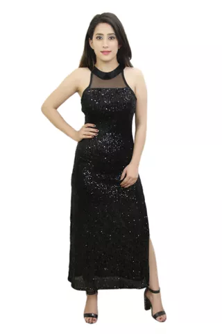 Black Sequin embellished d Maxi Dress