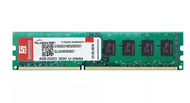 4 GB DDR3 1600 MHZ DESKTOP RAM Simmtronics