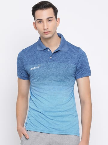 Sport Sun Stripe Polo Turquoise T Shirt  for Men
