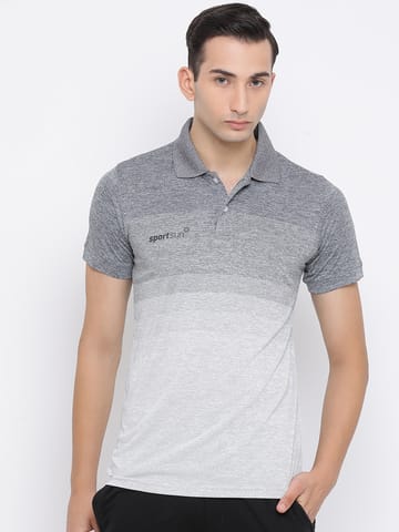 Sport Sun Stripe Polo Milange Light Grey T Shirt For Men SPM 01