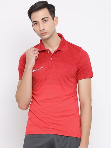 Sport Sun Stripe Polo Red T Shirt  for Men
