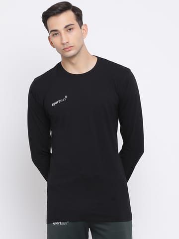 Sport Sun Full Sleeve Round Neck Black T Shirt For Men's CS 01