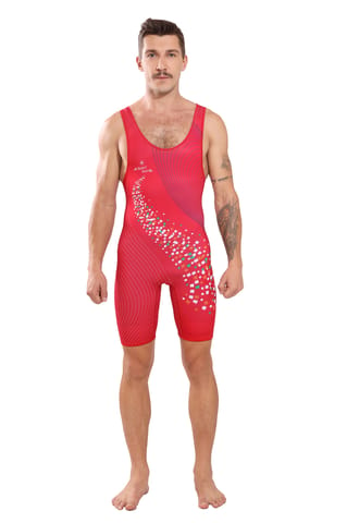 Sport Sun Solid Men Red Sublimation Wrestling Costume WCO 01