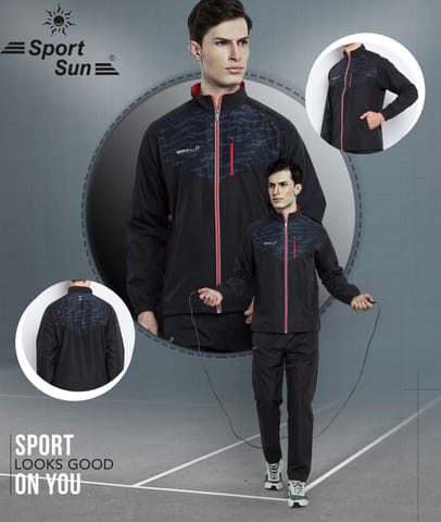 Sport Sun Printed Men Micro Track Suit Black 1192