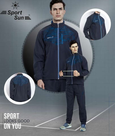 Sport Sun Printed Men Micro Track Suit Navy Blue 1192